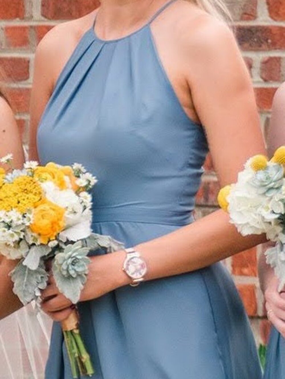 Weddington Way Isabelle Dusty Blue Pleated Sleeveless Bridesmaid Dress Size 4